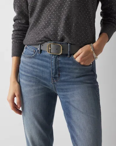 White House Black Market Leather Denim Belt In Smoked Pearl