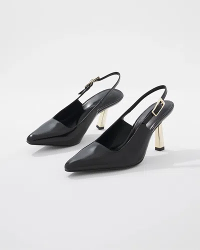 White House Black Market Leather Slingback Pumps In Black