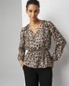 White House Black Market Leopard Print Blouse In Sig Leopard L Biscotti