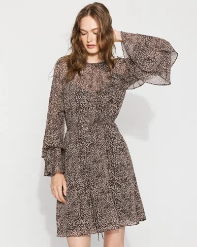 White House Black Market Leopard Ruffle Mini Dress