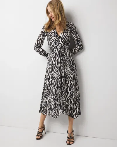 White House Black Market Leopard Twist-front Midi Dress In Leopard Drift Ecru