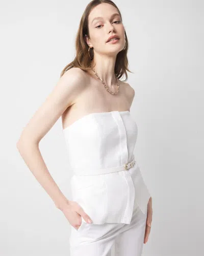 White House Black Market Linen-blend Belted Bustier Top
