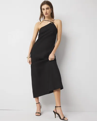 White House Black Market Linen-blend One-shoulder Column Dress