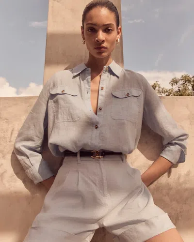 White House Black Market Linen Button-down Shirt
