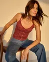 White House Black Market Linen-tencel Metallic Sweater Camisole