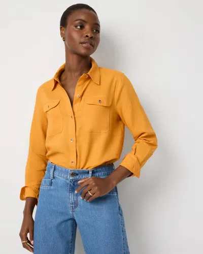 White House Black Market Linen-blend Button Front Shirt