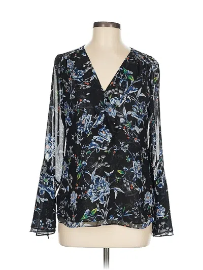 Pre-owned White House Black Market Long Sleeve Blouse In Black