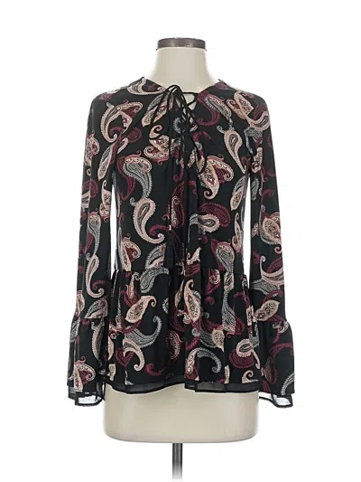 Pre-owned White House Black Market Long Sleeve Blouse In Black