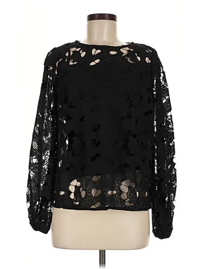White House Black Market Long Sleeve Blouse In Black
