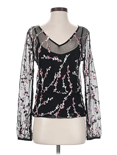 White House Black Market Long Sleeve Blouse In Black