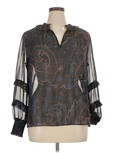 White House Black Market Long Sleeve Blouse In Black