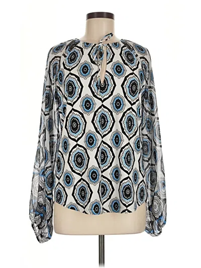 White House Black Market Long Sleeve Blouse In Blue