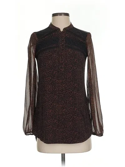 Pre-owned White House Black Market Long Sleeve Blouse In Brown