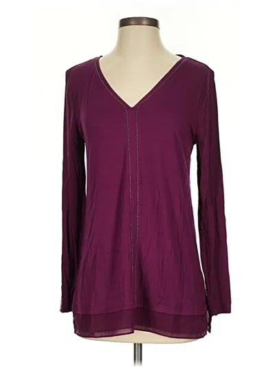 White House Black Market Long Sleeve Blouse In Burgundy