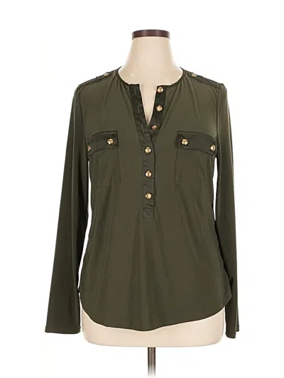 White House Black Market Long Sleeve Blouse In Green
