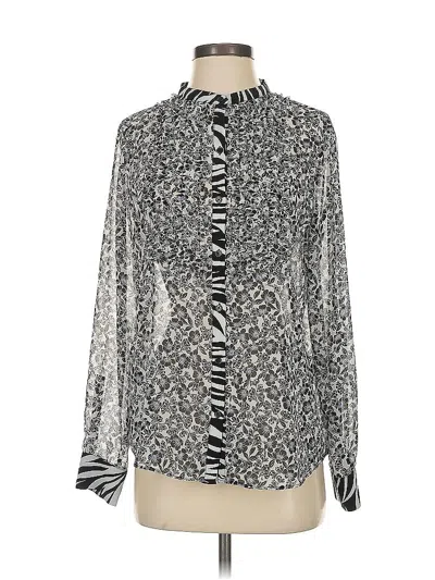 Pre-owned White House Black Market Long Sleeve Blouse In Silver