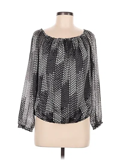 White House Black Market Long Sleeve Blouse In Black