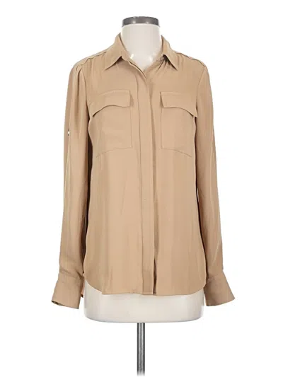 Pre-owned White House Black Market Long Sleeve Blouse In Tan