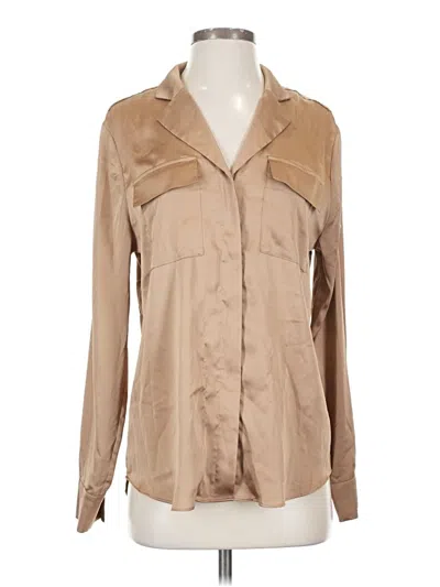 Pre-owned White House Black Market Long Sleeve Blouse In Tan