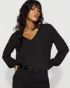 White House Black Market Long-sleeve Button-up Blouse In Black