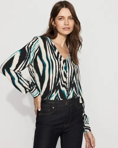 White House Black Market Long-sleeve Button-up Blouse In Black