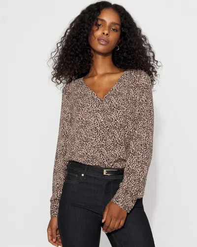 White House Black Market Long-sleeve Button-up Blouse In Brown