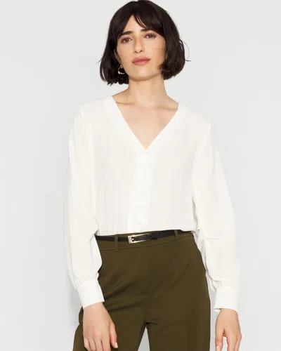 White House Black Market Long-sleeve Button-up Blouse In White