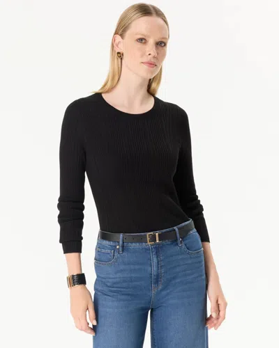 White House Black Market Long Sleeve Crewneck Pullover Sweater In Black