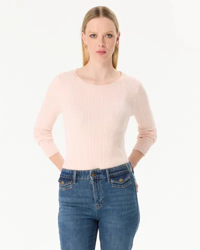 White House Black Market Long Sleeve Crewneck Pullover Sweater In Camellia Blush
