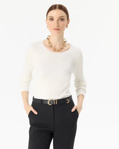 White House Black Market Long Sleeve Crewneck Pullover Sweater In White