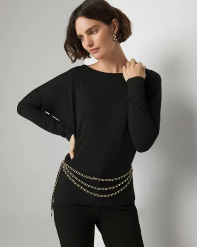 White House Black Market Long Sleeve Cutout-back Shirt In Black 2 Side Dye
