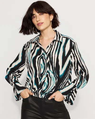 White House Black Market Long-sleeve Drawcord Shirt In Multi