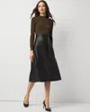 White House Black Market Long Sleeve Faux Leather Dress In Black