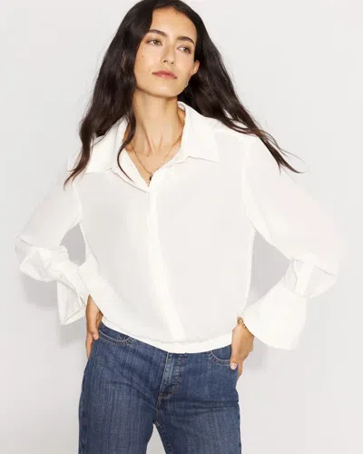 White House Black Market Long-sleeve Flare Cuff Shirt In White