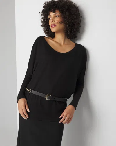 White House Black Market Long Sleeve Ribbed Tunic Top In Black