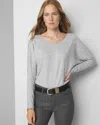White House Black Market Long Sleeve Ribbed Tunic Top In Heather Mercury