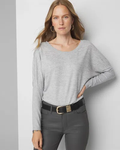 White House Black Market Long Sleeve Ribbed Tunic Top In Heather Mercury