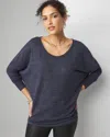Shop White House Black Market Long Sleeve Ribbed Tunic Top In True Indigo/black Marl