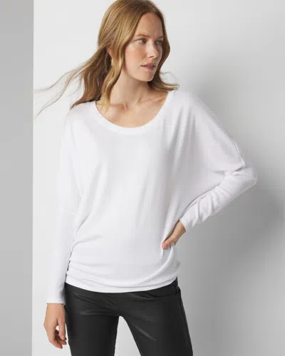 White House Black Market Long Sleeve Ribbed Tunic Top In White