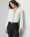 White House Black Market Long Sleeve Soft Shirt With Piping In Ecru Black Colorblock