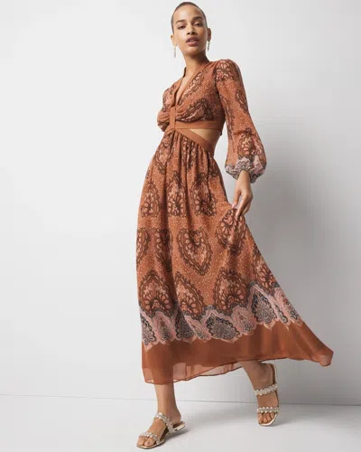 White House Black Market Long-sleeve V-neck Cutout Midi Dress