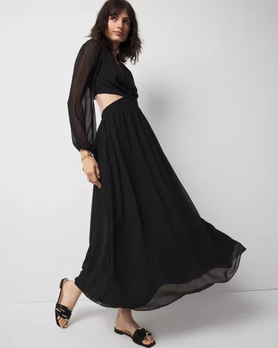 White House Black Market Long-sleeve V-neck Cutout Midi Dress