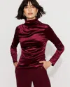 White House Black Market Long Sleeve Velvet Top In Burgundy