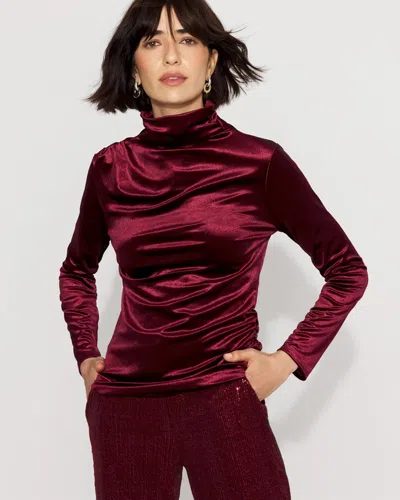 White House Black Market Long Sleeve Velvet Top In Burgundy