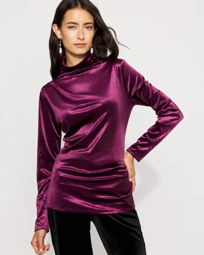 White House Black Market Long Sleeve Velvet Top In Purple