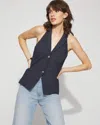 White House Black Market Longline Halter Vest With Lace-up Back In Purple