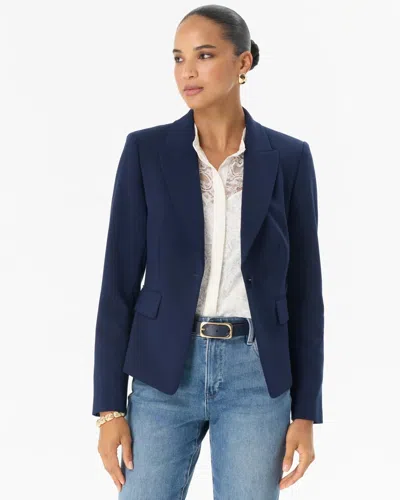White House Black Market Luxe Stretch Cropped One-button Blazer In Blue