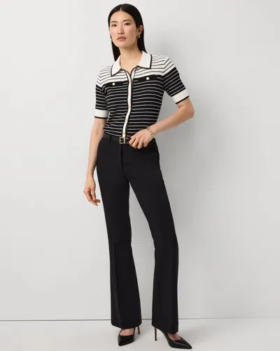White House Black Market Luxe Stretch Mid-rise Piper Flare Pants In Black