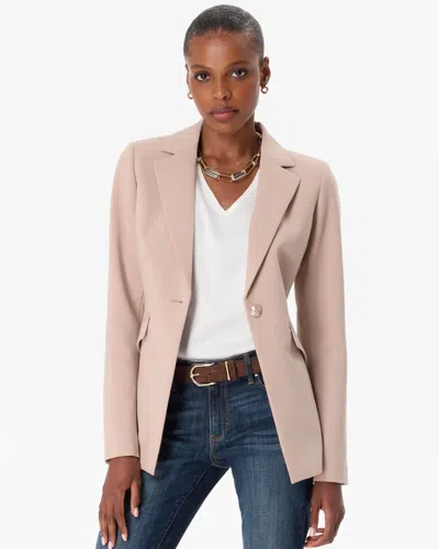 White House Black Market Luxe Stretch One-button Blazer In Taupe Pearl