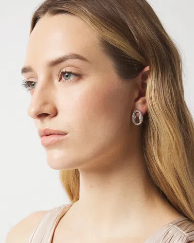 White House Black Market Mariner Link Pave Stud Earrings |  In Silver
